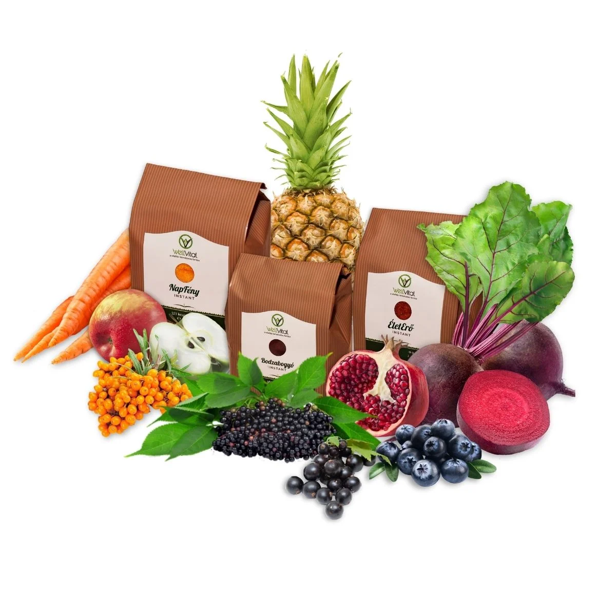 instant mega csomag eletero napfeny bodzabogyo gyumolcs kristaly zoldseg kristaly - WellVital