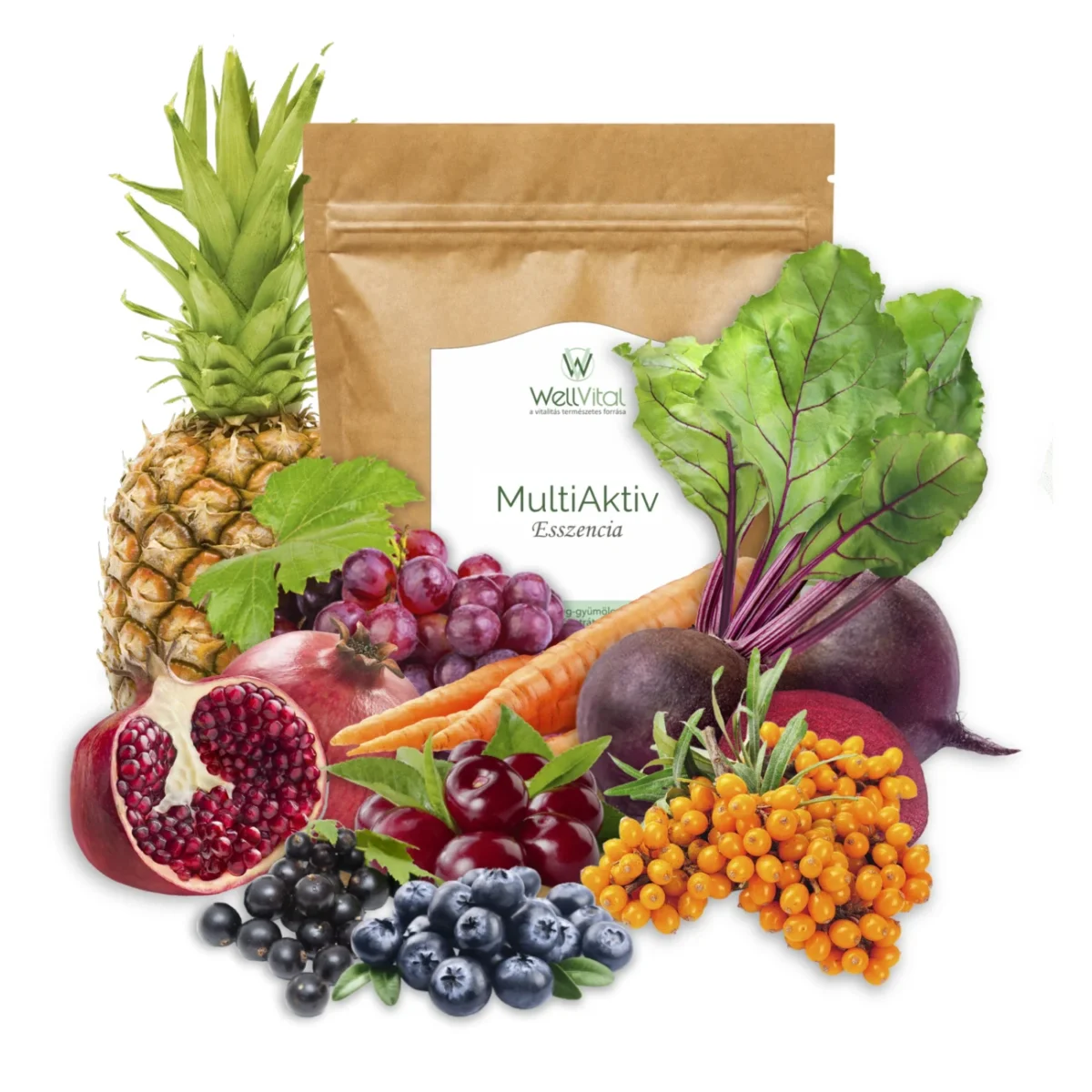 multiaktiv esszencia 200g zoldsegkristaly gyumolcskristaly wellvital - WellVital